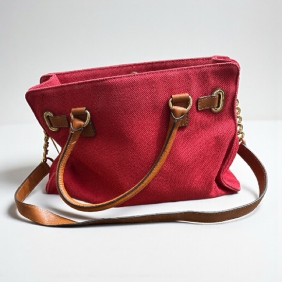 Michael Kors Red Tote with Brown Leather Handles - Picture 2 of 13